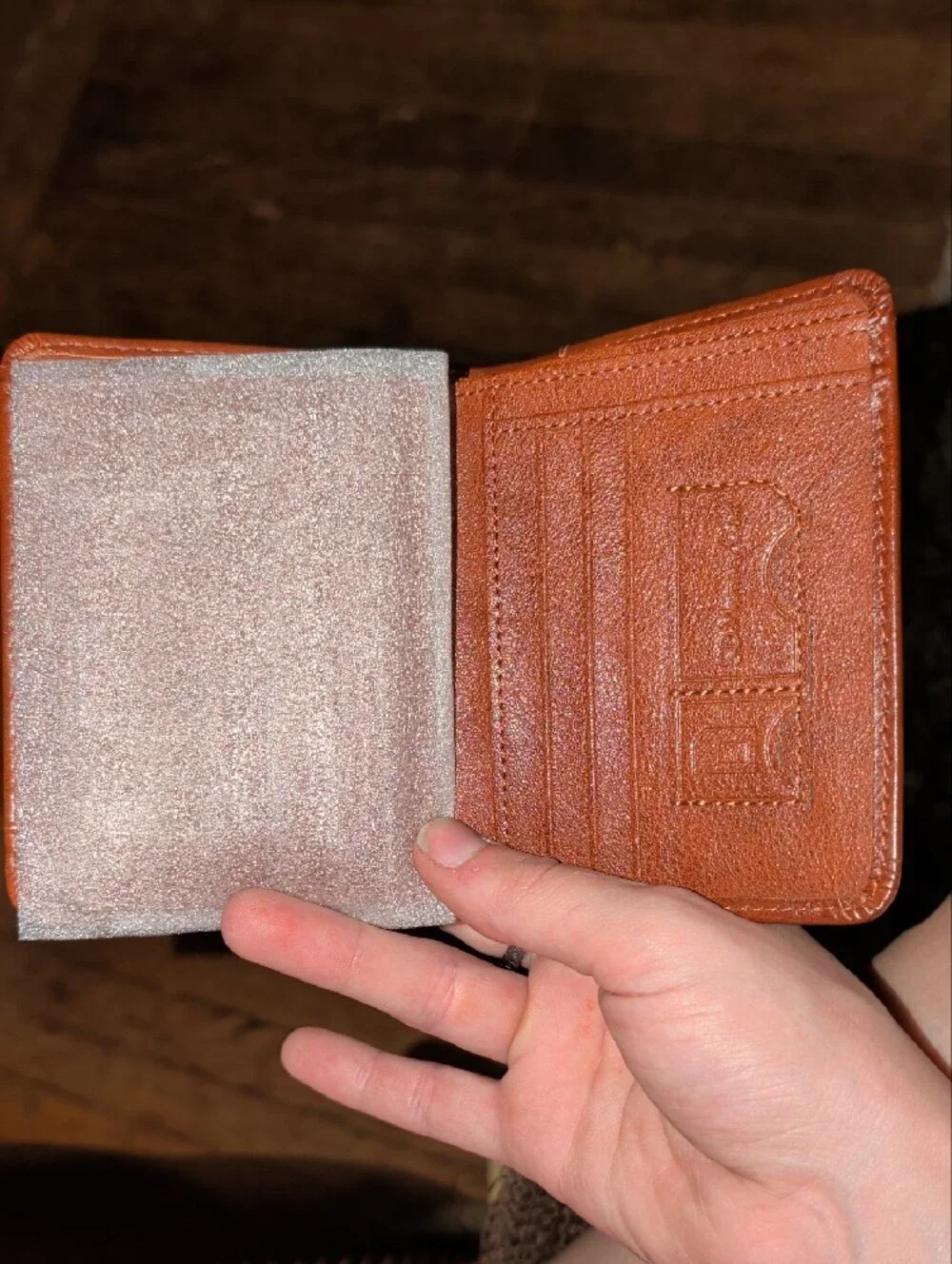 Banyanu Genuine Cowhide Leather Card Wallet - Cognac Brown
